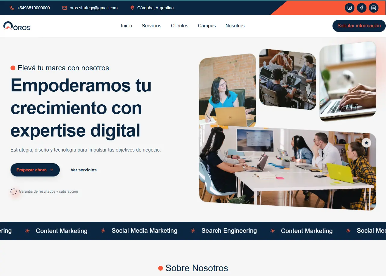Landing Page Agencia de Marketing - ÓROS